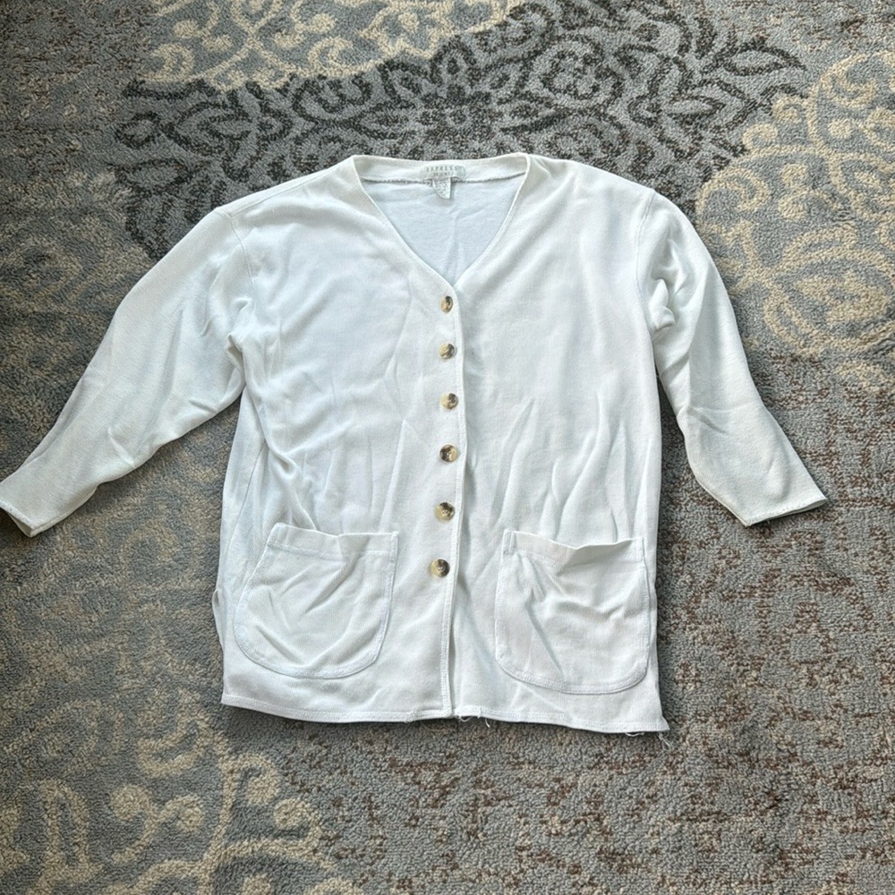 Vintage Express Tricot Button Down Cardigan White XS